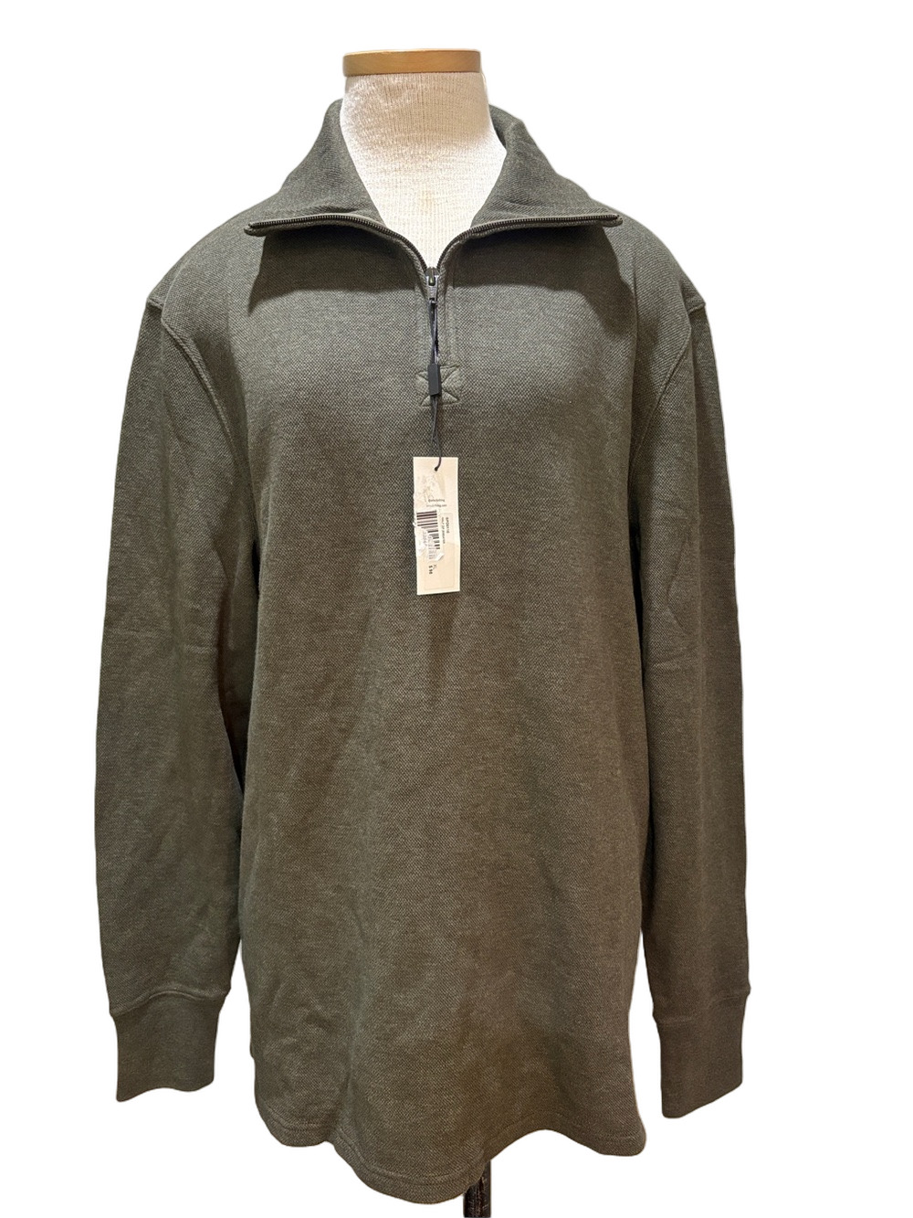 O.N.S. Sz XL dark grey 3/4 zip cotton pullover NWT